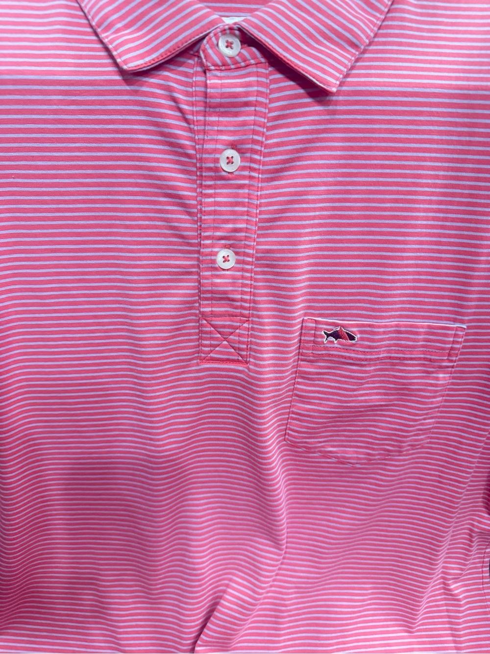 Fish Hippie Men's Pink Striped Polo Shirt